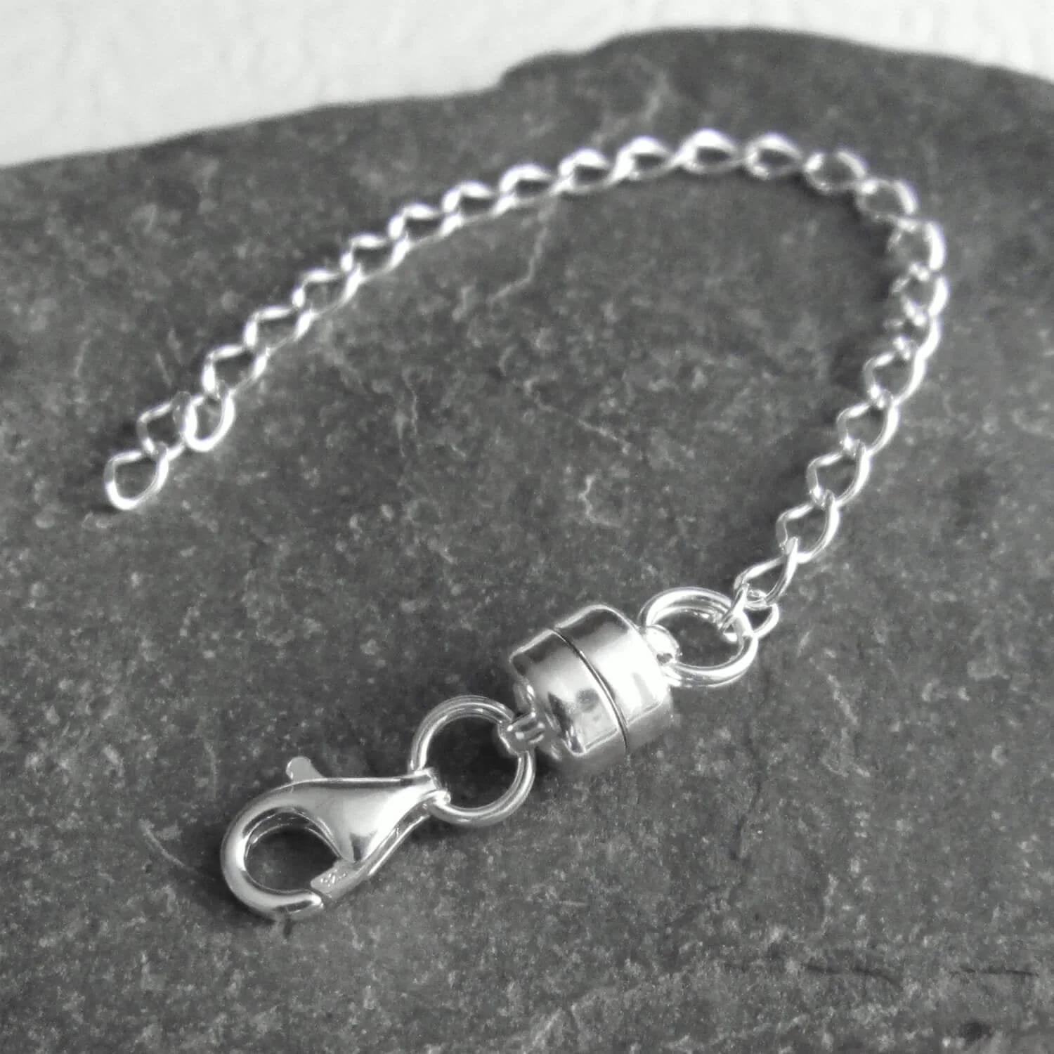 Sterling Silver Bracelet Extender Magnetic Clasp Converter With or